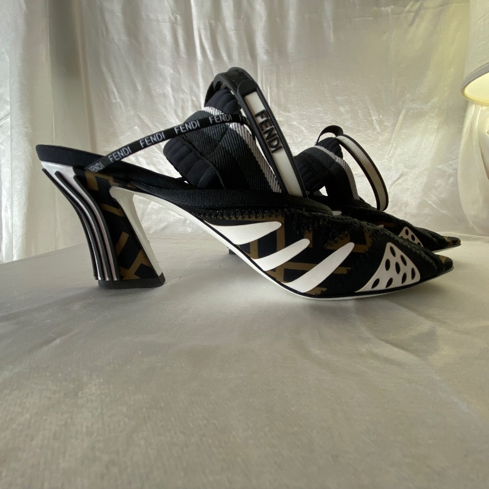 Fendi Sandalo Rete Slingback AnkleStrap Heel